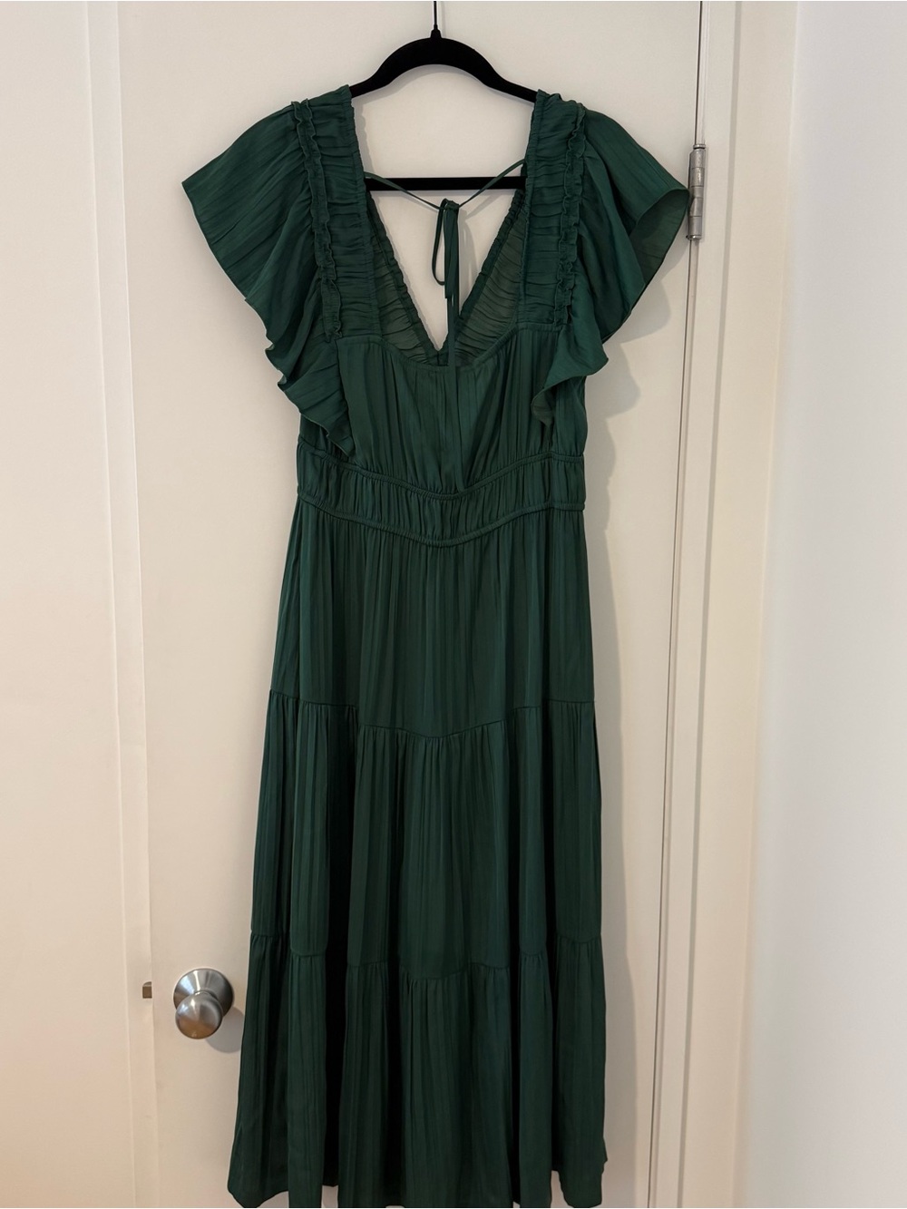Anthropologie Ruffled Tiered Midi Dress in Dark Olive, Size Medium - Picture 5 of 6